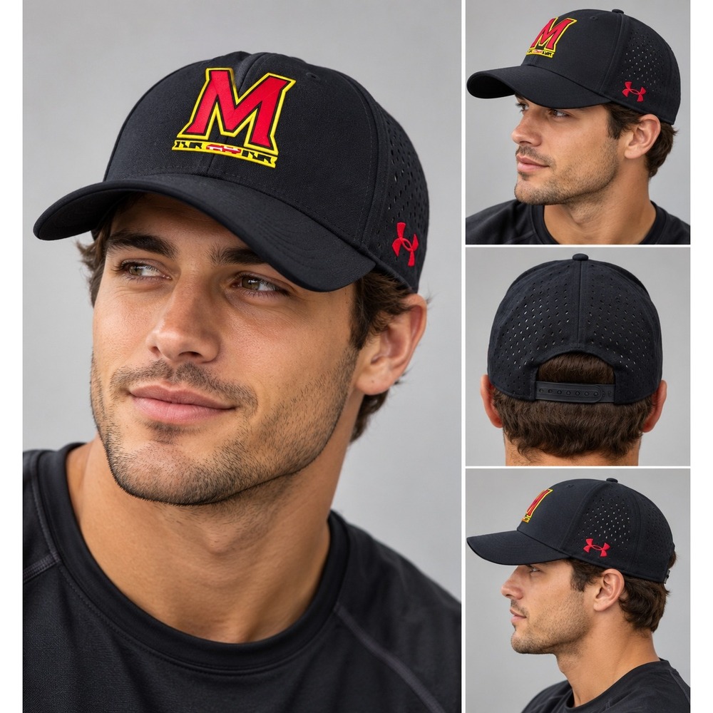 Under Armour Maryland Terrapins Hat Black Perforated Snapback Cap #1533